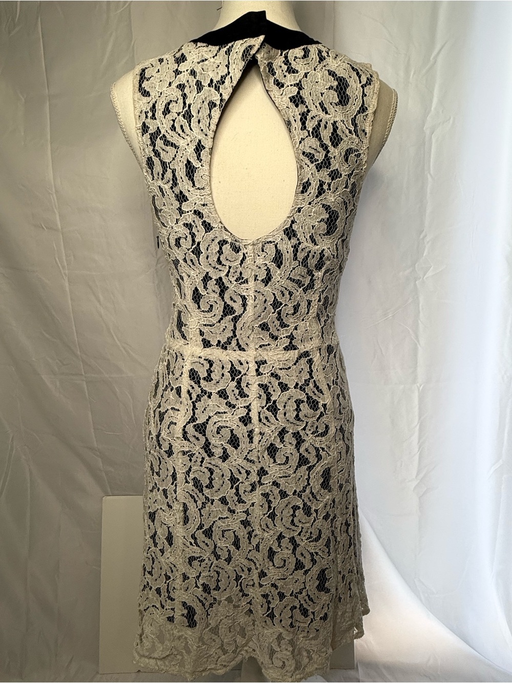 Victoria’s Secret Overlay Bow-Trim Sheath Dress in White and Black - Picture 5 of 10